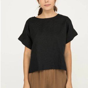 Elizabeth Suzann Georgia Tee in Black Midweight Linen